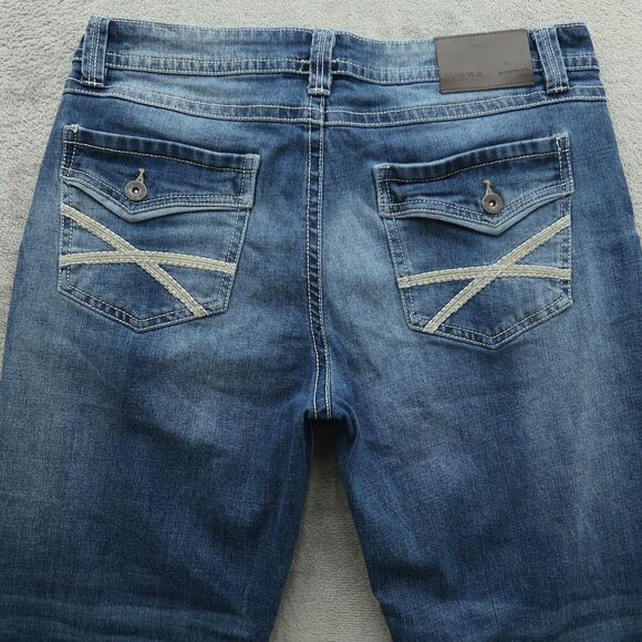 TK AXEL Jeans Mens Size 34x30 Blue Slim Bootcut Flex Denim Pants Flap Pockets - Picture 13 of 16